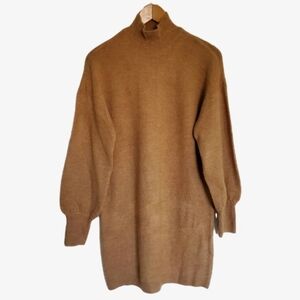 Vero Moda Fawn Tan Knit Sweater Dress Tunic Top Balloon Bishop Sleeve